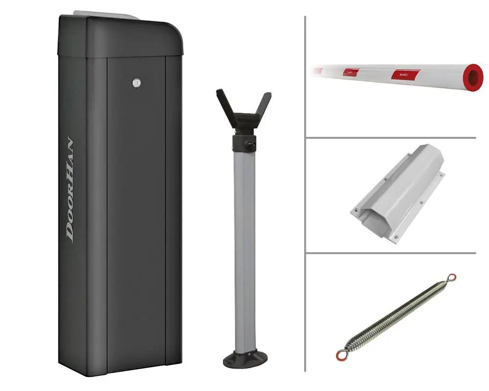 Комплект базовый шлагбаума BARRIER-PRO6000R, в составе стойка Barrier-PRO со встроенной сигнальной лампой и приемником, стрела BOOM-6-R, опора стрелы, пружина балансировочная BR11,комплект крепления круглой стрелы FIX-BOOM