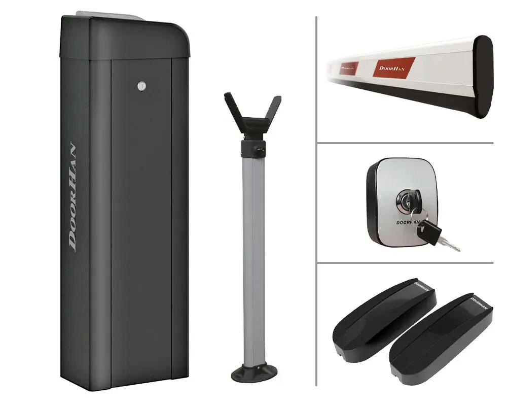 Комплект шлагбаума BR-PRO-RPD3000KIT, в составе стойка Barrier-PRO-RPD со встроенной сигнальной лампой и приемником, стрела BOOM-3, опора стрелы, ключ-кнопка KEYSWITCH-N, фотоэлементы PHOTOCELL-N