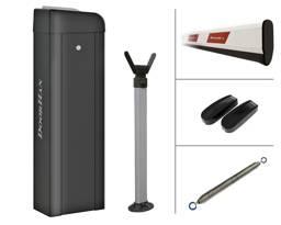 Комплект шлагбаума BR-PRO5000KIT, в составе стойка Barrier-PRO со встроенной сигнальной лампой и приемником, стрела BOOM-5, опора стрелы, ключ-кнопка KEYSWITCH-N, фотоэлементы PHOTOCELL-N, пружина балансировочная BR13.