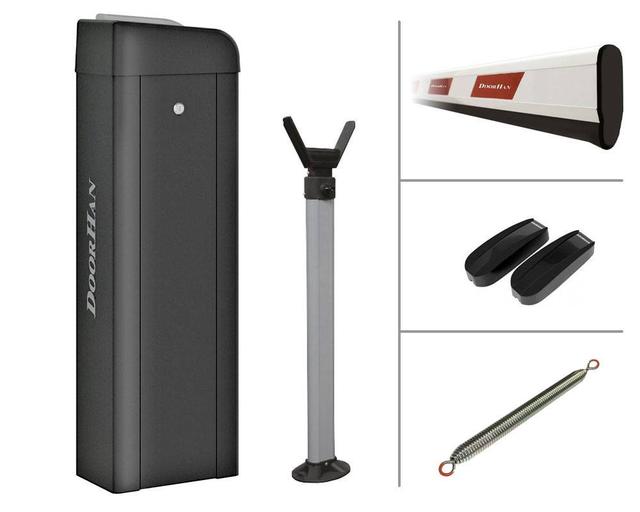 Комплект шлагбаума BR-PRO6000KIT, в составе стойка Barrier-PRO со встроенной сигнальной лампой и приемником, стрела BOOM-6, опора стрелы, ключ-кнопка KEYSWITCH-N, фотоэлементы PHOTOCELL-N, пружина балансировочная BR11.